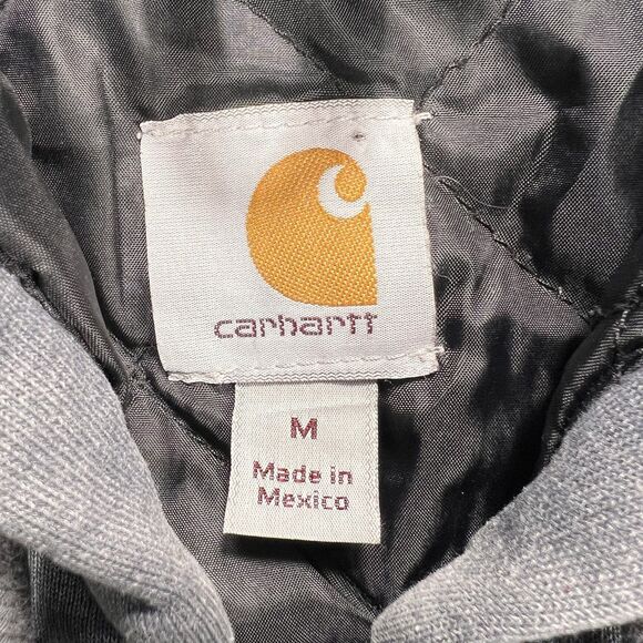 Carhartt Quilted Lined Zip Hoodie Men’s M Gray Full Zip Hooded Jacket Workwear - Picture 3 of 10